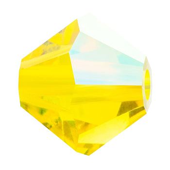 Preciosa&reg Crystal Beads, Czech Crystal, Bicone(451 69 302 Rondelle), 80310 200 Citrine AB, 5mm, Hole: 1mm