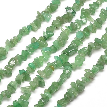 Natural Green Aventurine Chip Bead Strands, 5~8x5~8mm, Hole: 1mm, about 31.5 inch