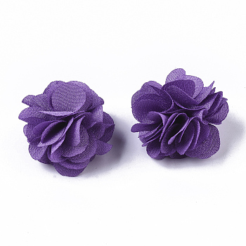 Polyester Fabric Flowers, for DIY Headbands Flower Accessories Wedding Hair Accessories for Girls Women, Purple, 34mm
