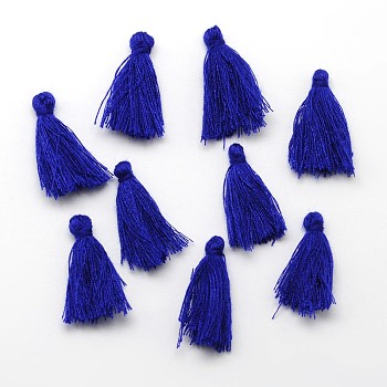 Cotton Thread Tassels Pendant Decorations, Medium Blue, 25~31x5mm, about 39~47pcs/bag