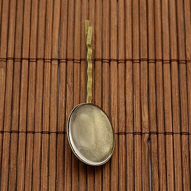 25x18 couvercle mm ovale dôme de verre clair et antique base de cheveux de bronze de fer bobby de support de la broche fixe bijoux de cheveux bricolage(DIY-X0073)-2