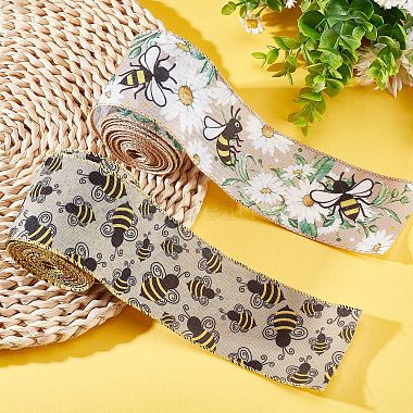2 Rolls 2 Patterns Insect Theme Polyester Ribbon(OCOR-GF0002-58A)-4