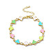 Colorful Enamel Ace & Cubic Zirconia Link Chain Bracelet(BJEW-P288-13G)-1