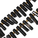 Natural Black Tourmaline Beads Strands, Column, 11~36x6.5~7mm, Hole: 1~1.2mm, about 40~42pcs/strand, 15.35~15.75''(39~40cm)(G-F829-A03-01)