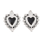 304 Stainless Steel Enamel Pendants, Sacred Heart Charms, Stainless Steel Color, 30x27.5x2mm, Hole: 1.8mm(STAS-K293-21P)