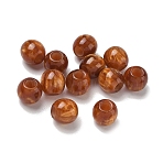 Opaque Resin European Beads, Large Hole Beads, Barrel, Chocolate, 10x9.5mm, Hole: 4mm(RESI-F073-15)