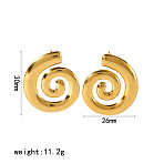 Vortex Spiral Stainless Steel Stud Earrings, Golden, 30x26mm(FS-WGA50D5-01)