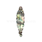 Natural Paua Shell Pendants, Leaf, 40x10x1mm, Hole: 1mm(SSHEL-WH0003-02)