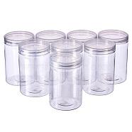 Plastic Beads Containers, Column, Clear, 6.4x10cm, 8pcs/set, Capacity: 250ml(CON-BC0004-59B)