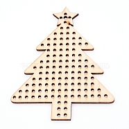 Laser Cut Wooden Christams Theme Big Pendants, with Multiple Holes, Christmas Tree, BurlyWood, 100x79x2.5mm, Hole: 2/3mm(WOOD-WH0015-05)