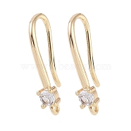 Brass Micro Pave Cubic Zirconia Earring Hooks, Fishhook, Golden, 18x8.5x3.5mm, Hole: 1mm(KK-U008-08G)