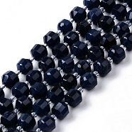Dyed Natural Sapphire Beads Strands, Round, Faceted, 7~8x8mm, Hole: 1.2mm, about 38~40pcs/strand, 14.57~14.96 inch(37~38cm)(G-R482-01-8mm)