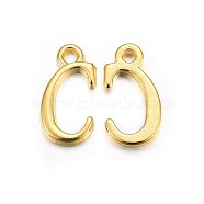 Golden Plated Alloy Letter Pendants, Rack Plating, Cadmium Free & Lead Free, Letter.C, 15x8x2mm, Hole: 1.5mm(PALLOY-J718-01G-C)