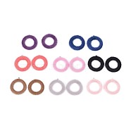 Faux Mink Fur Covered Pendants, with Aluminum Bottom, Ring, Platinum, Mixed Color, 40x36x4mm, Hole: 1mm, 2pcs/color, 16pcs/set(WOVE-X0001-17)
