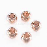 Ion Plating(IP) 304 Stainless Steel Beads, Round, Rose Gold, 4x3mm, Hole: 2mm(STAS-H394-02RG)
