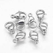 304 Stainless Steel Lobster Claw Clasps, Stainless Steel Color, 17x11x5mm, Hole: 2mm(STAS-F125-17x11mm-P)
