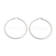 Ring 304 Stainless Steel Hoop Earrings for Women Men, Stainless Steel Color, 9 Gauge, 60.5x3mm, Pin: 0.6mm(EJEW-B049-01I-P)