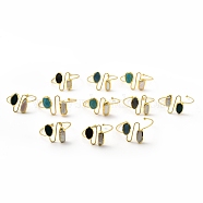 Gemstone & Pearl Irregular Open Cuff Bangle, Brass Wave Wire Wrap Bangle for Women, Golden, 0.2~4.3cm, Inner Diameter: 2-1/2~2-7/8 inch(6.2~7.4cm)(BJEW-G637-01G)