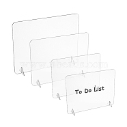 Globleland 4 Sets 3 Style Acrylic Table Message Boards, Transparent Blank Note Plate, Rectangle, Clear, Finished Product: 38x150~300x100~200mm(AJEW-GL0001-53)