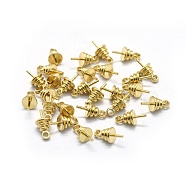 Brass Cup Pearl Peg Bails Pin Pendants, For Half Drilled Beads, Raw(Unplated), 9.5x4.5mm, Hole: 1.5mm, Pin: 0.5mm(KK-L184-17C)