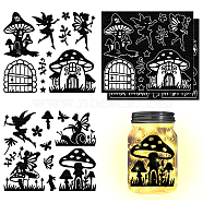 Silhouette Paper, for Lighting Decoration, Paper Cut Light Box, Mermaid, Mushroom, 150x170mm, 4pcs/set(AJEW-WH0529-008)