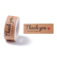 Rectangle Thank You Theme Paper Stickers, Self Adhesive Roll Sticker Labels, for Envelopes, Bubble Mailers and Bags, Peru, Heart Pattern, 7.5x2.5x0.01cm, 120pcs/roll(DIY-B041-33C)