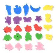 Sponge Painting Stamper, for Toddlers Assorted Pattern, Mixed Shapes, Mixed Color, 4.1~8.9x3.6~7.2x1.2cm, 24pcs/set(TOOL-F014-03)
