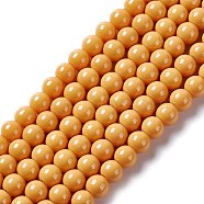 Painted Glass Bead Strands, Baking Paint, Round, Gold, 8mm, Hole: 1.3~1.6mm, about 100pcs/strand, 31.4 inch(DGLA-S071-8mm-22)