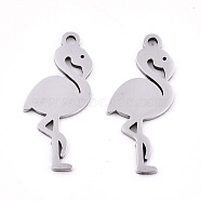 201 Stainless Steel Pendants, Laser Cut, Flamingo, Stainless Steel Color, 21x9.5x0.9mm, Hole: 1.4mm(STAS-S081-056)