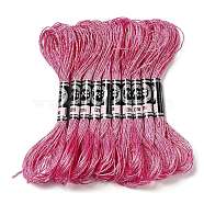 10 Skeins 12-Ply Metallic Polyester Embroidery Floss, Glitter Cross Stitch Threads for Craft Needlework Hand Embroidery, Friendship Bracelets Braided String, Fuchsia, 0.8mm, about 8.75 Yards(8m)/skein(OCOR-Q057-A16)