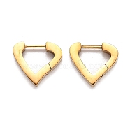 304 Stainless Steel Huggie Hoop Earrings, Heart, Golden, 13x14.5x3mm, Pin: 1mm(STAS-J033-16G)