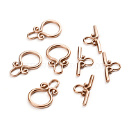 Ion Plating(IP) 304 Stainless Steel Toggle Clasps, Rose Gold, Ring: 22.5x15x2mm, Hole: 6mm, Inner Diameter: 6x3.5mm, Bar: 22x10x2mm, Hole: 5x4mm(STAS-D142-03A-RG)