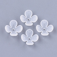 4-Petal Transparent Acrylic Bead Caps, Frosted, Flower, Clear, 12x12x4.5mm, Hole: 1.2mm(FACR-T001-09)