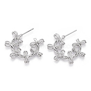 Brass Earring for Women, Real Platinum Plated, 30x10mm(EJEW-P268-01P)