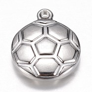 304 Stainless Steel Charms, 
FootBall/Soccer Ball, Stainless Steel Color, 15.5x12x3.5mm, Hole: 1mm(STAS-G073-43P)