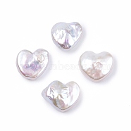 Natural Baroque Keshi Pearl Beads, Freshwater Pearl Beads, No Hole, Heart, Snow, 11~13x10~11x3.5~5mm(PEAR-N020-P22)