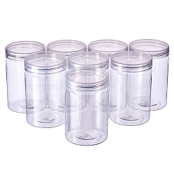 Plastic Beads Containers, Column, Clear, 6.4x10cm, 8pcs/set, Capacity: 250ml(CON-BC0004-59B)