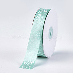Turquoise Polyester Ribbon(SRIB-T005-01H)