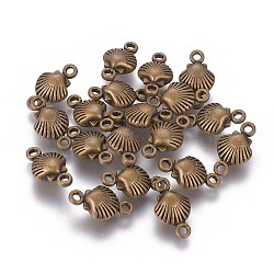Tibetan Style Alloy Links connectors, Shell, Cadmium Free & Nickel Free & Lead Free, Antique Bronze, 15x9x5mm, Hole: 1.5mm, about 668pcs/760g(TIBE-Q066-12AB-NR)