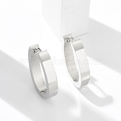 304 Stainless Steel Oval Hoop Earrings for Women, with 316 Surgical Stainless Steel Ear Pins, Stainless Steel Color, 21x16x4mm(EJEW-C096-66P)