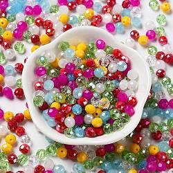 Glass Beads, Faceted, Rondelle, Mixed Color, 6x5mm, Hole: 1mm, about 280pcs/60g(EGLA-A034-SM6mm-29)