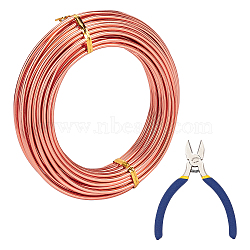 DIY Wire Wrapped Jewelry Kits, with Aluminum Wire and Iron Side-Cutting Pliers, Sandy Brown, 9 Gauge, 3mm, 10m/roll, 1roll/set(DIY-BC0011-81G-03)