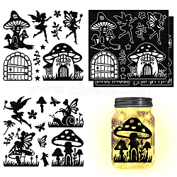 Silhouette Paper, for Lighting Decoration, Paper Cut Light Box, Mermaid, Mushroom, 150x170mm, 4pcs/set(AJEW-WH0529-008)