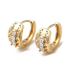 Brass Micro Pave Cubic Zirconia Hoop Earring, Light Gold, 14.5x8.5mm(EJEW-L271-19KCG-06)