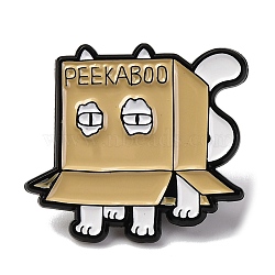 Carton White Cat Alloy Enamel Pins, for Backpack Clothes, Tan, 25x27.5mm(JEWB-K023-05EB-01)