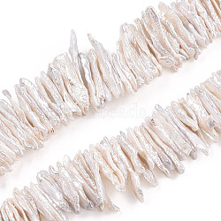 Baroque Natural Keshi Pearl Beads Strands, Cultured Freshwater Pearl, Chip, Seashell Color, 9~34x4~10.5x1.5~5mm, Hole: 0.5mm, about 173~182pcs/strand, 15.35 inch(39cm)(PEAR-S020-H11)