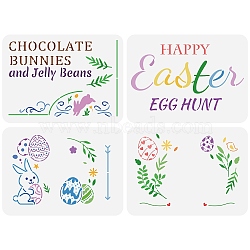 4Pcs 4 Styles PET Hollow Out Drawing Painting Stencils Sets, for DIY Scrapbook, Photo Album, Easter Egg & Rabbit & Word, Easter Theme Pattern, 29.7x21cm, about 1pc/style(DIY-WH0383-0022)
