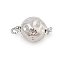 Brass Box Clasps, with Jump Ring and Push Button, Round, Real Platinum Plated, 14.5x9mm, Hole: 2mm(KK-L223-006P)