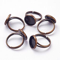 Adjustable Brass Ring Components, Pad Finger Rings, Cadmium Free & Nickel Free & Lead Free, Antique Bronze, Tray: 14mm, Inner diameter: 12mm, 17.5mm(J2673012-NR)