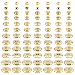 6 Styles Rack Plating Brass Spacer Beads, Long-Lasting Plated, Cadmium Free & Lead Free, Flat Round, Real 18K Gold Plated, 3~8x1.5mm, Hole: 1.2~1.8mm(KK-BC0015-05)
